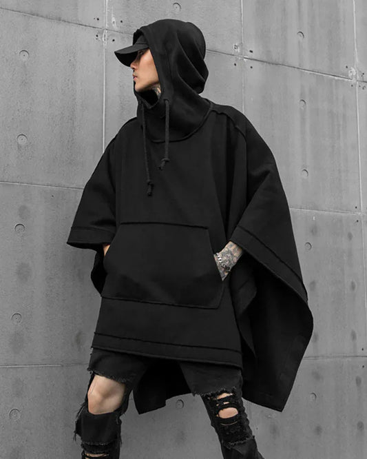 Chic Hooded Batwing Wrap - techwear - Chic Hooded Batwing Wrap for Trendy Looks