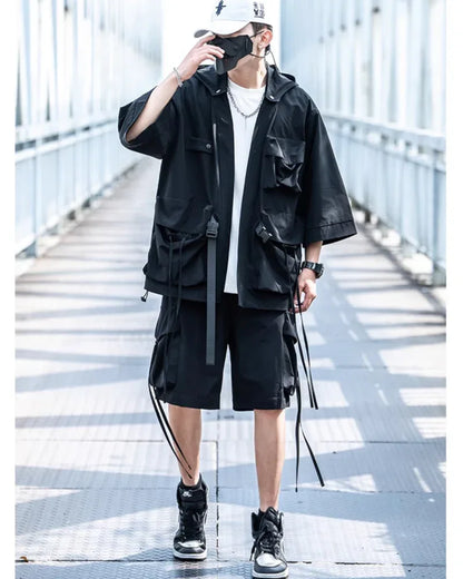 Chic Hooded Kimono Cover-up -  streetwear - Chic Hooded Kimono Cover-up for Everyday Use