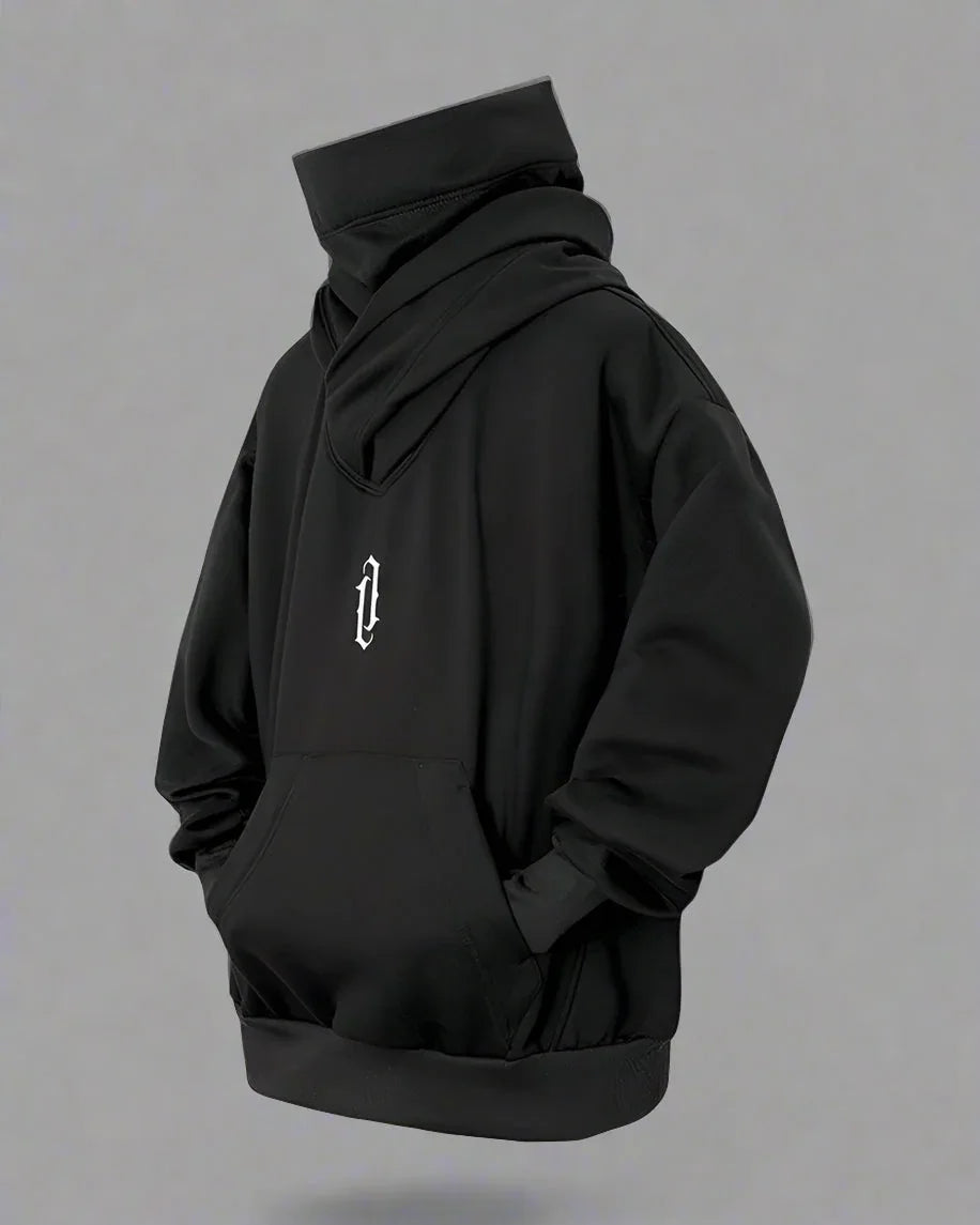 Chic Hoodie Scarf Combo - cyberpunk elements - Stylish Urban Techwear Hoodie and Scarf Combo