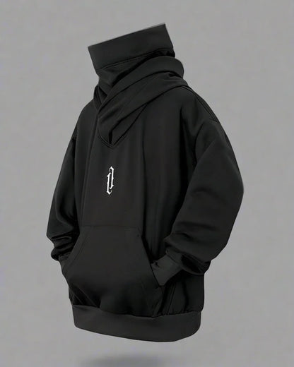 Chic Hoodie Scarf Combo - cyberpunk elements - Stylish Urban Techwear Hoodie and Scarf Combo