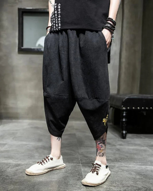 Chic Japanese Cropped Hakama - hakama pants - Chic Japanese Cropped Hakama Pants for Modern Wear
