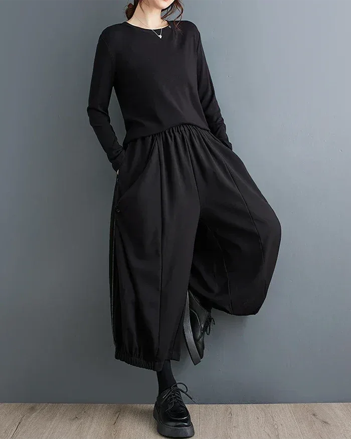 Chic Japanese Wide Leg Pants -  trendy Japanese design - Chic Japanese Wide Leg Pants for Women