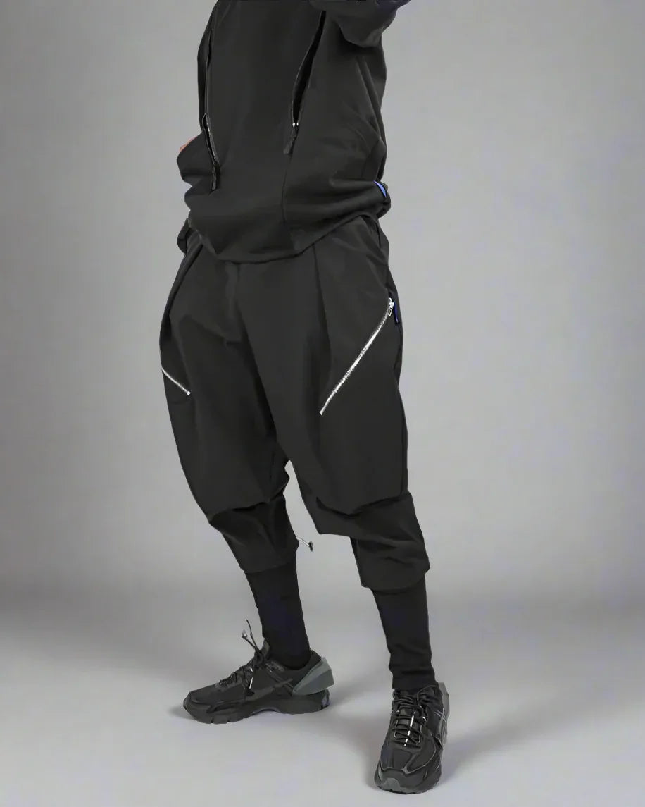 Chic Layered Hakama Trousers -  black pants - Chic Layered Hakama Trousers for Modern Style