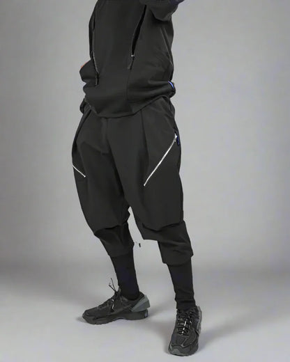 Chic Layered Hakama Trousers -  black pants - Chic Layered Hakama Trousers for Modern Style