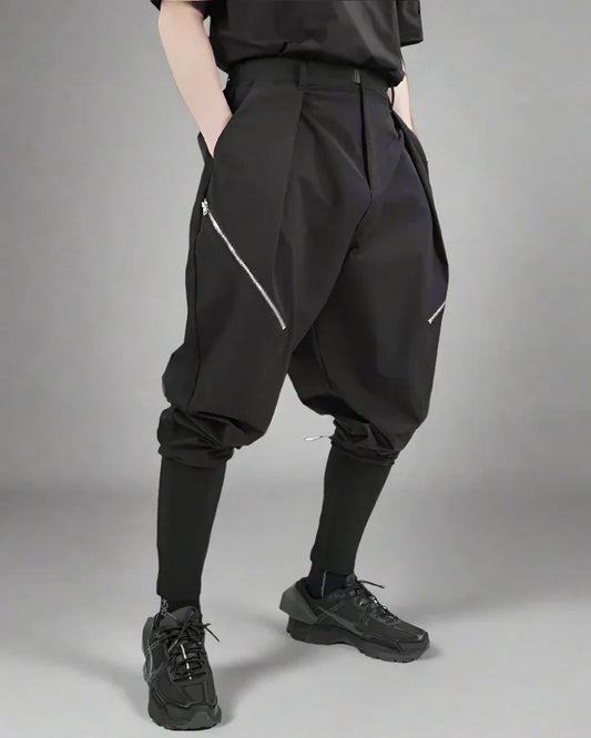 Chic Layered Hakama Trousers - techwear-core - Chic Layered Hakama Trousers for Modern Style