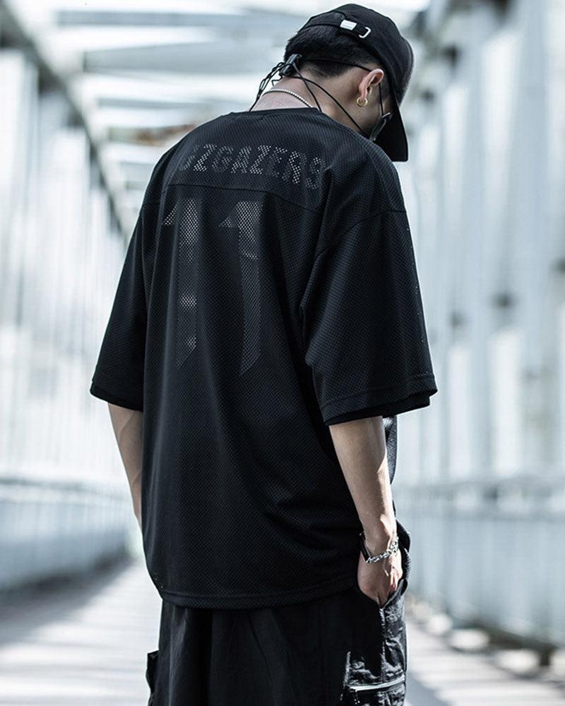 Chic Layered Mesh Top -  techwear t-shirt - Chic Layered Mesh Top for Urban Style