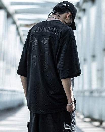 Chic Layered Mesh Top -  techwear t-shirt - Chic Layered Mesh Top for Urban Style
