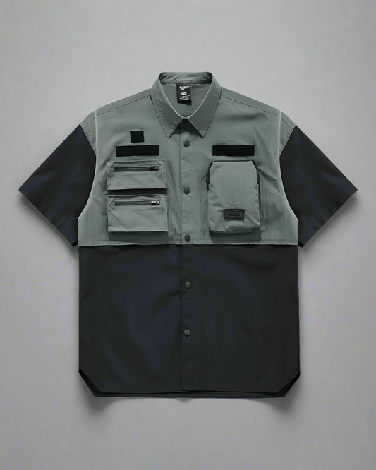 Chic Layered Short Sleeve Top - tactical techwear shirt - Chic Layered Short Sleeve Top for Urban Style