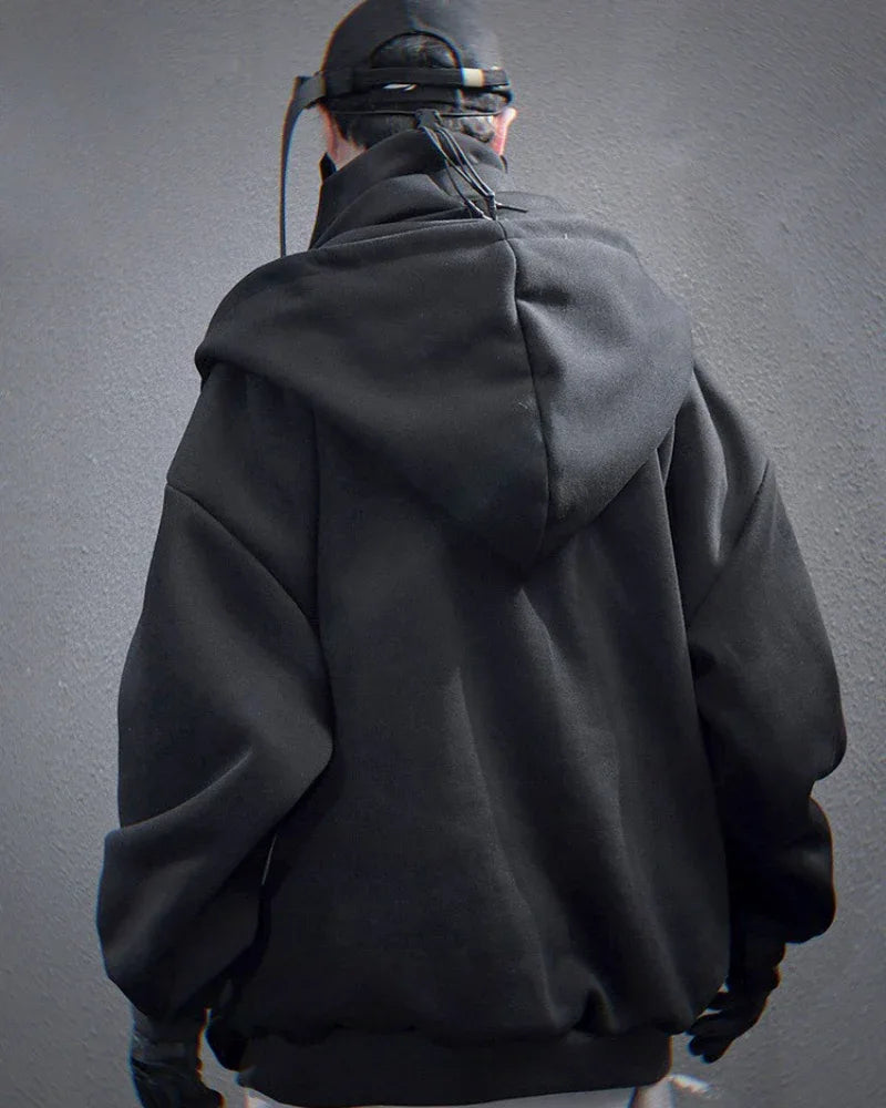 Chic Layered Turtleneck Hoodie -  designer hoodie - Chic Layered Turtleneck Hoodie for Urban Style