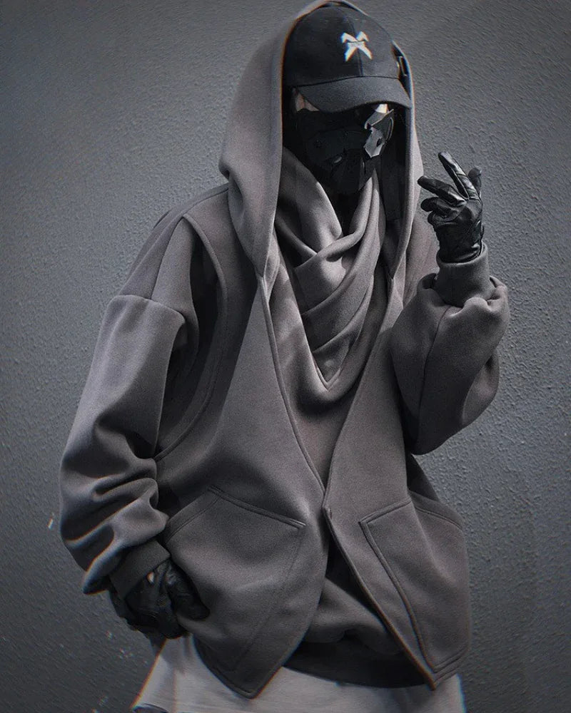 Chic Layered Turtleneck Hoodie - urban fashion hoodie - Chic Layered Turtleneck Hoodie for Urban Style
