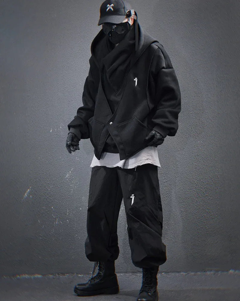 Chic Layered Turtleneck Hoodie -  urban hoodie - Chic Layered Turtleneck Hoodie for Urban Style