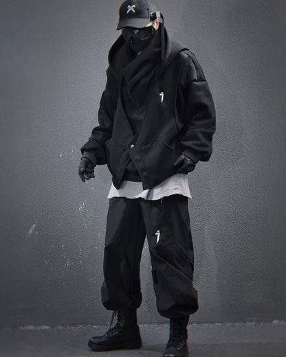 Chic Layered Turtleneck Hoodie -  urban hoodie - Chic Layered Turtleneck Hoodie for Urban Style