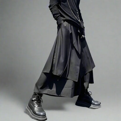 Chic Men's Hakama Trousers -  adjustable waist - Chic Hakama Trousers for Modern Street Style