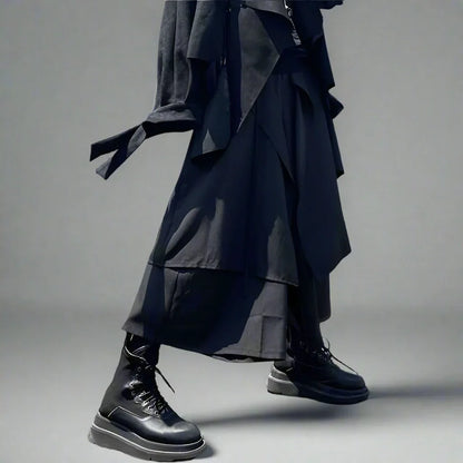 Chic Men's Hakama Trousers -  comfortable fit - Chic Hakama Trousers for Modern Street Style