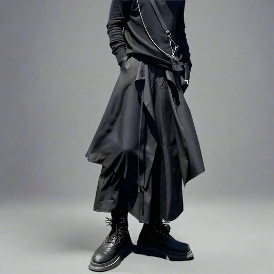 Chic Men's Hakama Trousers - contemporary streetwear pants - Chic Hakama Trousers for Modern Street Style