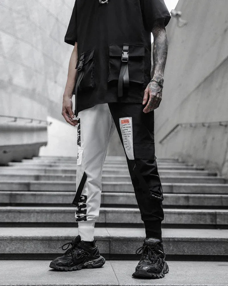 Chic Monochrome Tech Trousers -  monochrome - Chic Monochrome Tech Trousers for Urban Style
