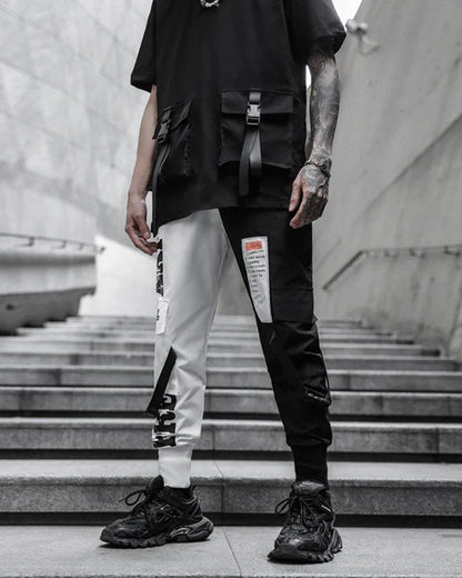 Chic Monochrome Tech Trousers -  monochrome - Chic Monochrome Tech Trousers for Urban Style