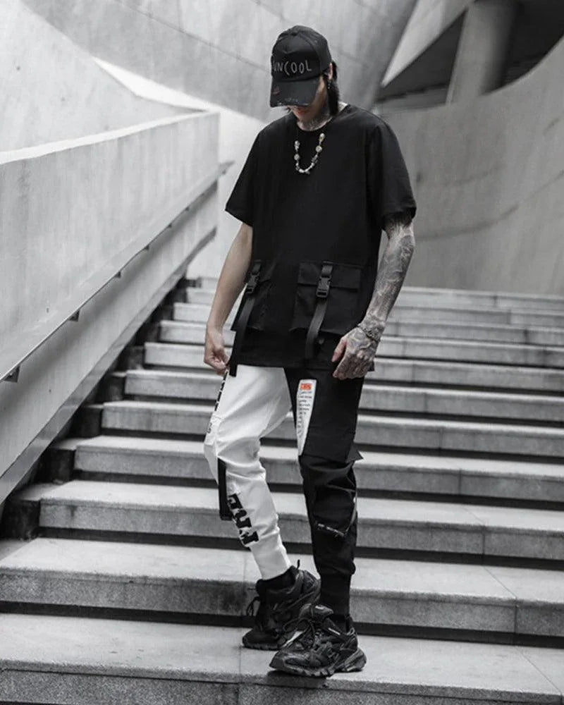 Chic Monochrome Tech Trousers -  ninja style pants - Chic Monochrome Tech Trousers for Urban Style