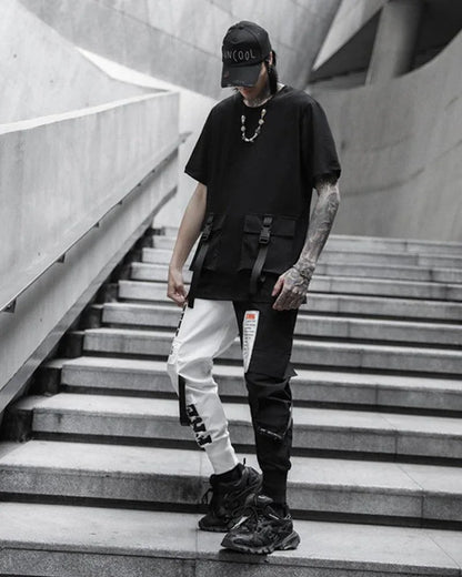 Chic Monochrome Tech Trousers -  ninja style pants - Chic Monochrome Tech Trousers for Urban Style