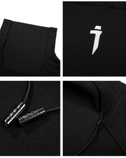Chic Oversized Futuristic Sweatshirt -  futuristic fashion - Chic Oversized Futuristic Sweatshirt in Black and Khaki