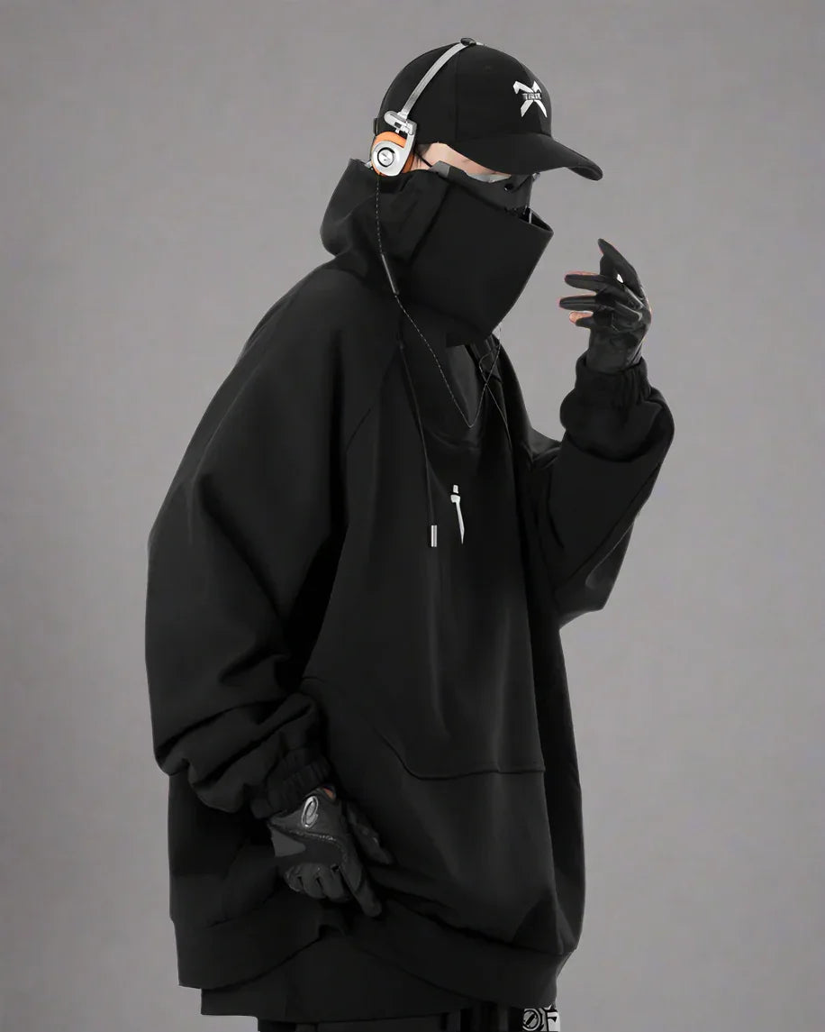 Chic Oversized Futuristic Sweatshirt - oversized sweatshirt - Chic Oversized Futuristic Sweatshirt in Black and Khaki