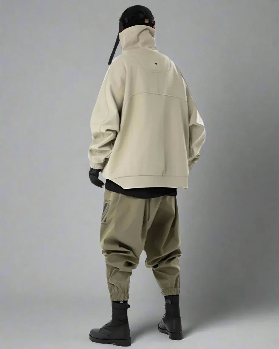 Chic Oversized Futuristic Sweatshirt -  techwear - Chic Oversized Futuristic Sweatshirt in Black and Khaki