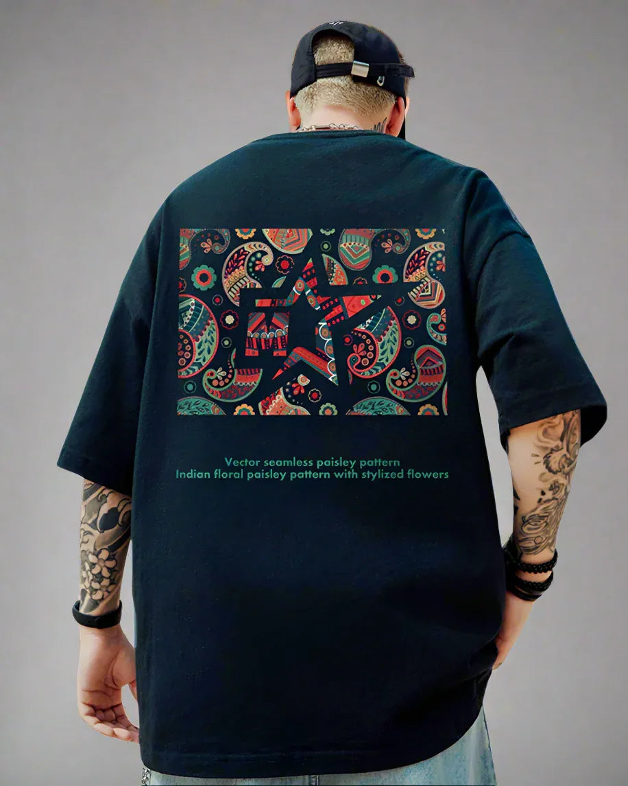 Chic Oversized Paisley Tee - oversized tee - Trendy Oversized Paisley Tee for Casual Wear