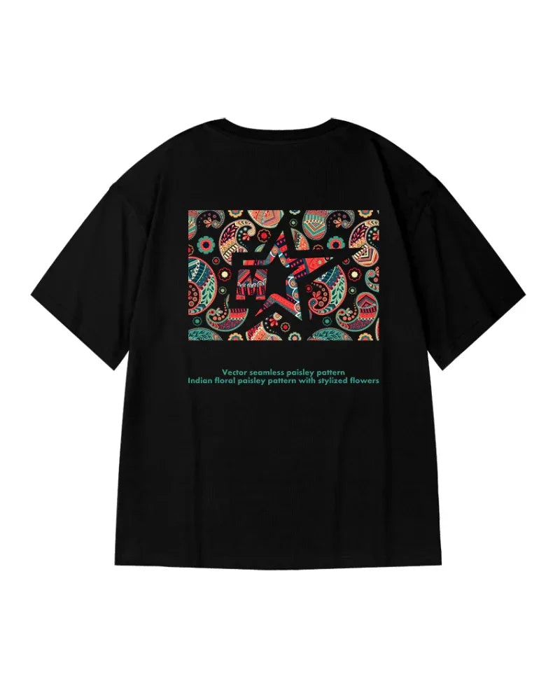 Chic Oversized Paisley Tee -  poly-cotton blend tee - Trendy Oversized Paisley Tee for Casual Wear