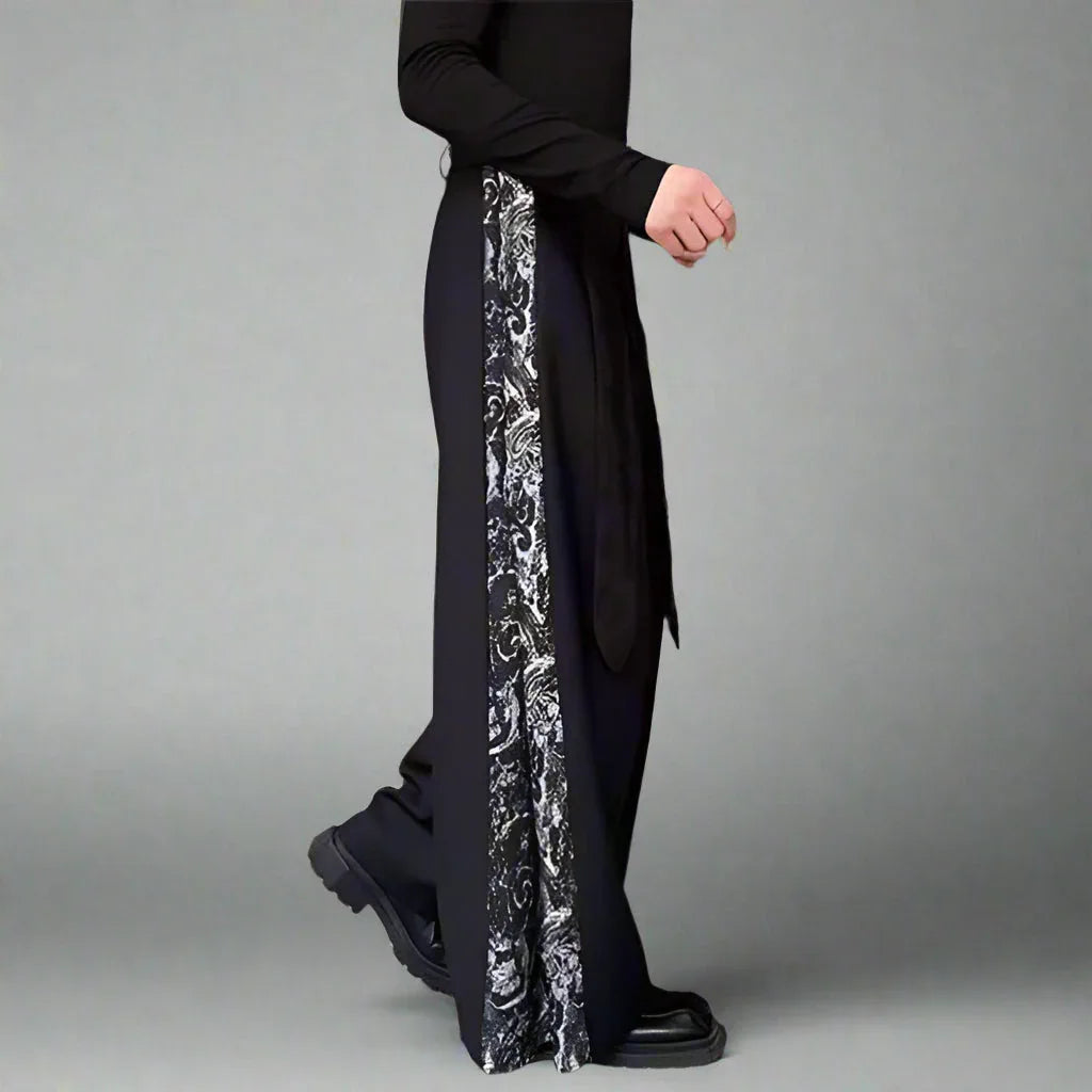 Chic Paneled Wide-Leg Trousers -  asian fit - Chic Wide-Leg Hakama Pants for Modern Style