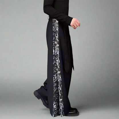 Chic Paneled Wide-Leg Trousers -  asian fit - Chic Wide-Leg Hakama Pants for Modern Style