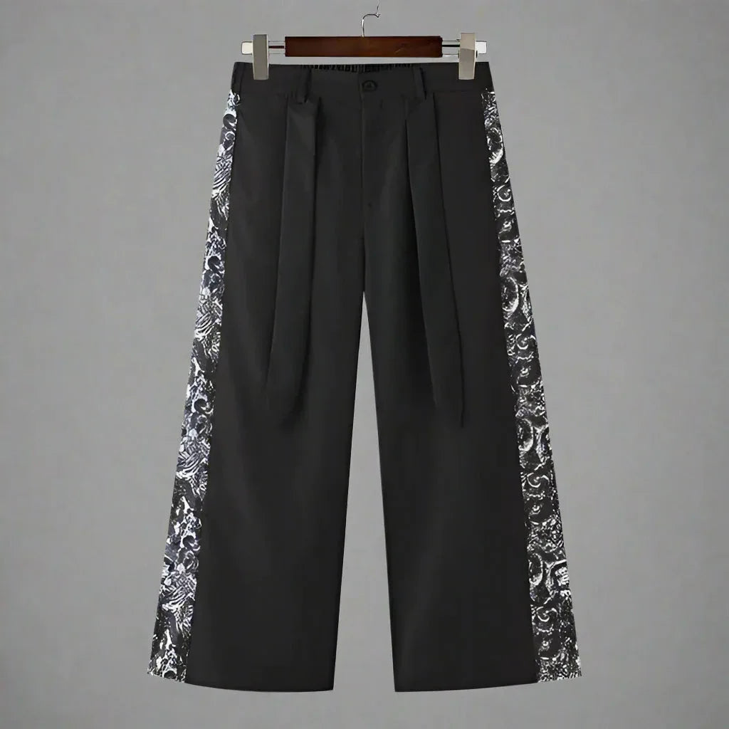 Chic Paneled Wide-Leg Trousers - wide-leg trousers - Chic Wide-Leg Hakama Pants for Modern Style