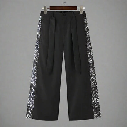 Chic Paneled Wide-Leg Trousers - wide-leg trousers - Chic Wide-Leg Hakama Pants for Modern Style