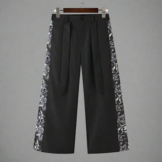 Chic Paneled Wide-Leg Trousers - wide-leg trousers - Chic Wide-Leg Hakama Pants for Modern Style