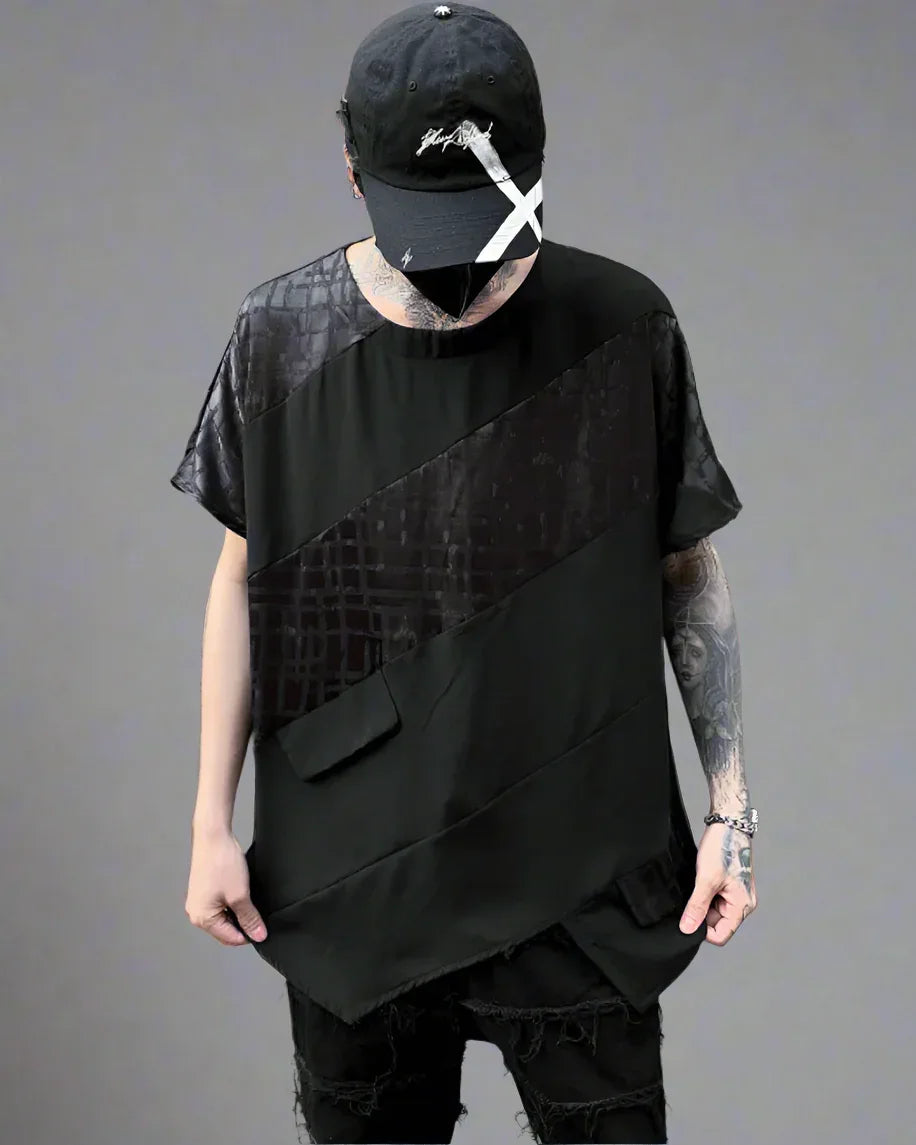Chic Patchwork Hem Top -  comfortable summer top - Chic Patchwork Hem Techwear T-Shirt
