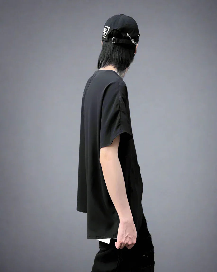 Chic Patchwork Hem Top -  cyberpunk fashion - Chic Patchwork Hem Techwear T-Shirt