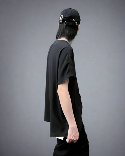 Chic Patchwork Hem Top -  cyberpunk fashion - Chic Patchwork Hem Techwear T-Shirt