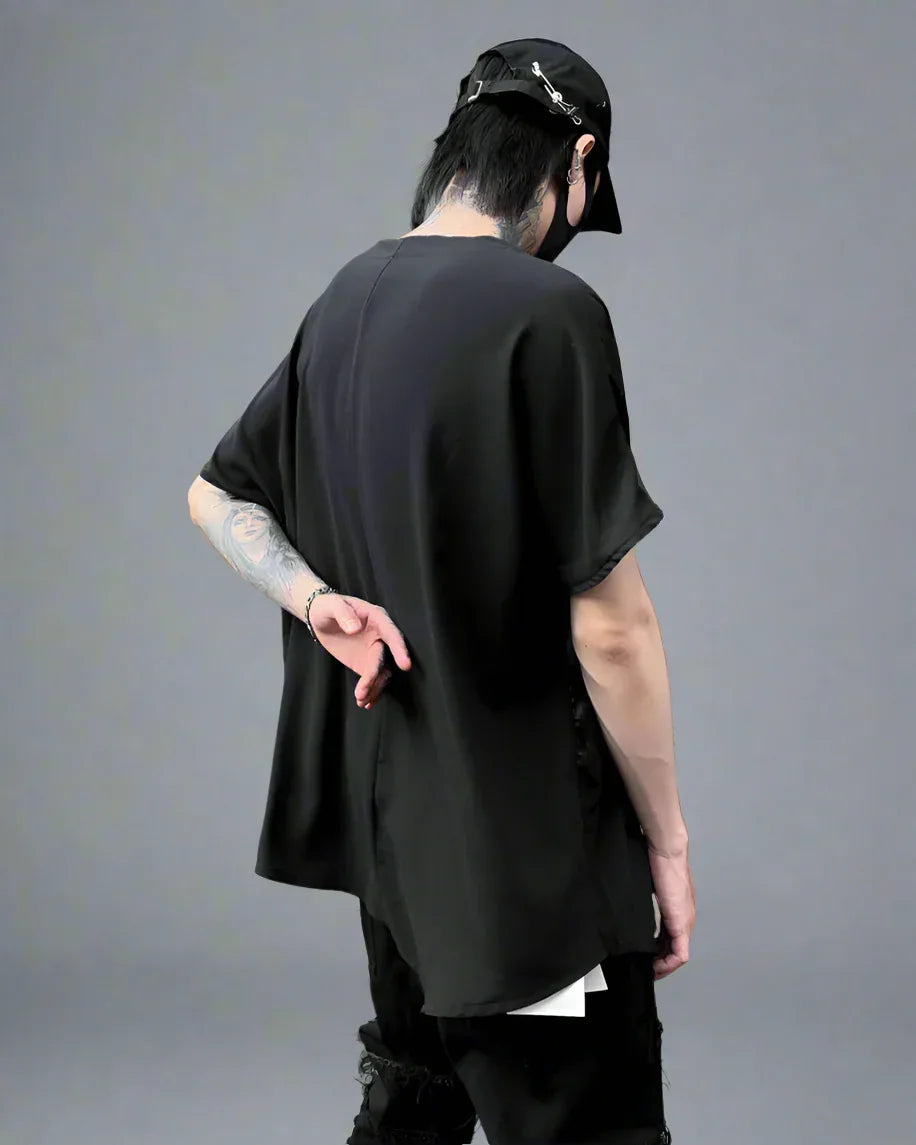 Chic Patchwork Hem Top - techwear t-shirt - Chic Patchwork Hem Techwear T-Shirt