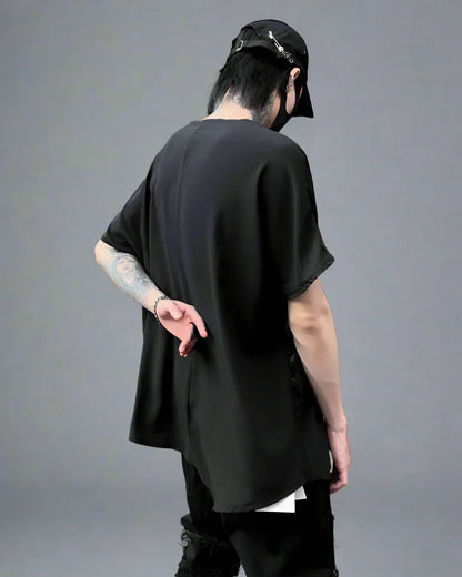 Chic Patchwork Hem Top - techwear t-shirt - Chic Patchwork Hem Techwear T-Shirt