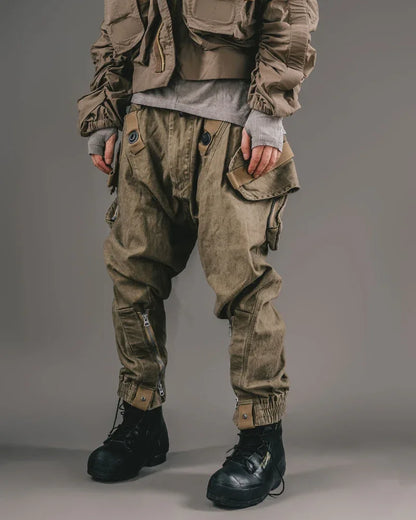 Chic Retro Convertible Trousers - chic trousers - Stylish Retro Convertible Trousers in Khaki