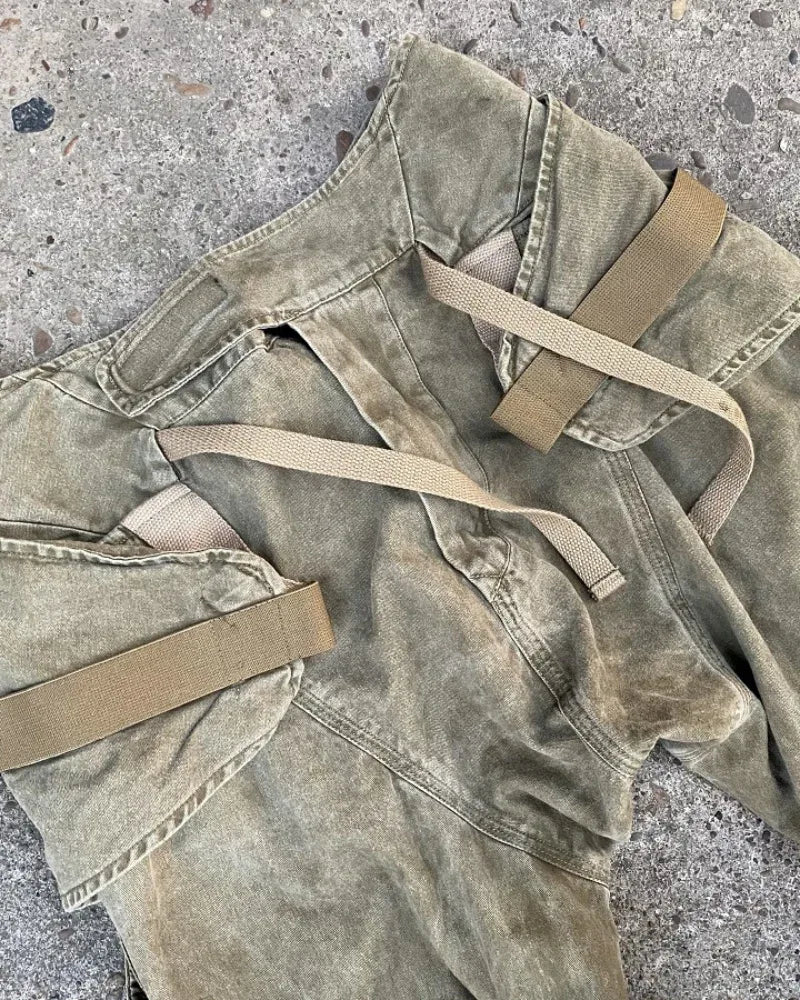 Chic Retro Convertible Trousers - techwear-inspired pants - Stylish Retro Convertible Trousers in Khaki