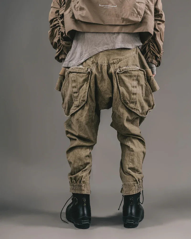 Chic Retro Convertible Trousers - techwear-inspired pants - Stylish Retro Convertible Trousers in Khaki