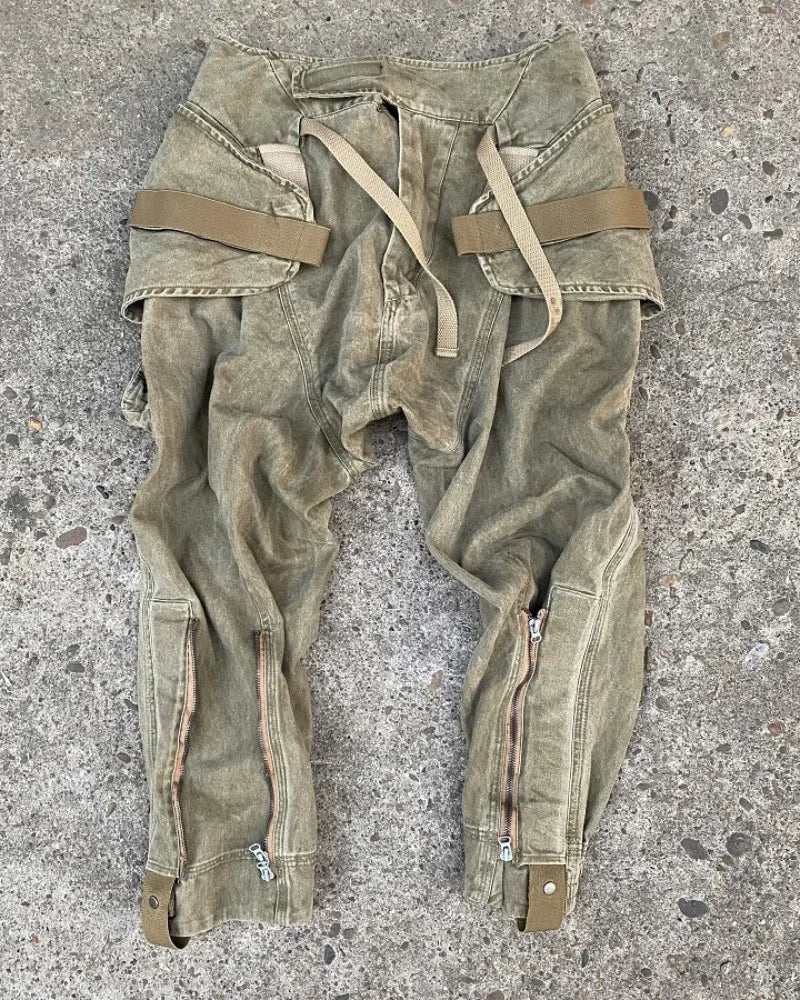 Chic Retro Convertible Trousers -  versatile trousers - Stylish Retro Convertible Trousers in Khaki