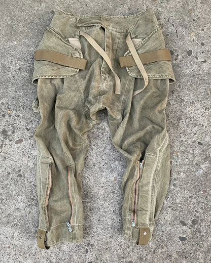 Chic Retro Convertible Trousers -  versatile trousers - Stylish Retro Convertible Trousers in Khaki