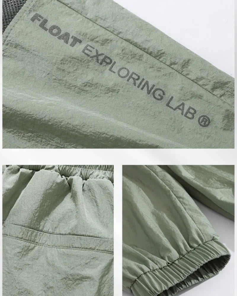 Chic Shimmer Mesh Cargo Trousers - futuristic cargo pants - Chic Shimmer Mesh Cargo Trousers in Green