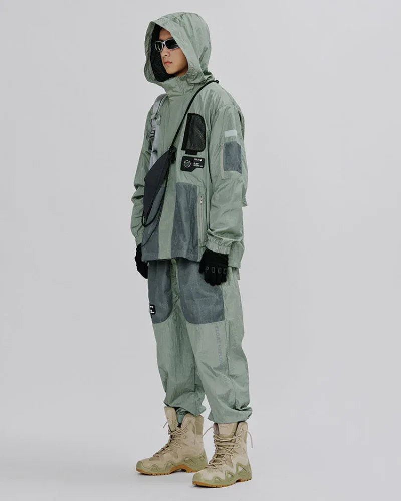 Chic Shimmer Mesh Cargo Trousers -  shimmer trousers - Chic Shimmer Mesh Cargo Trousers in Green