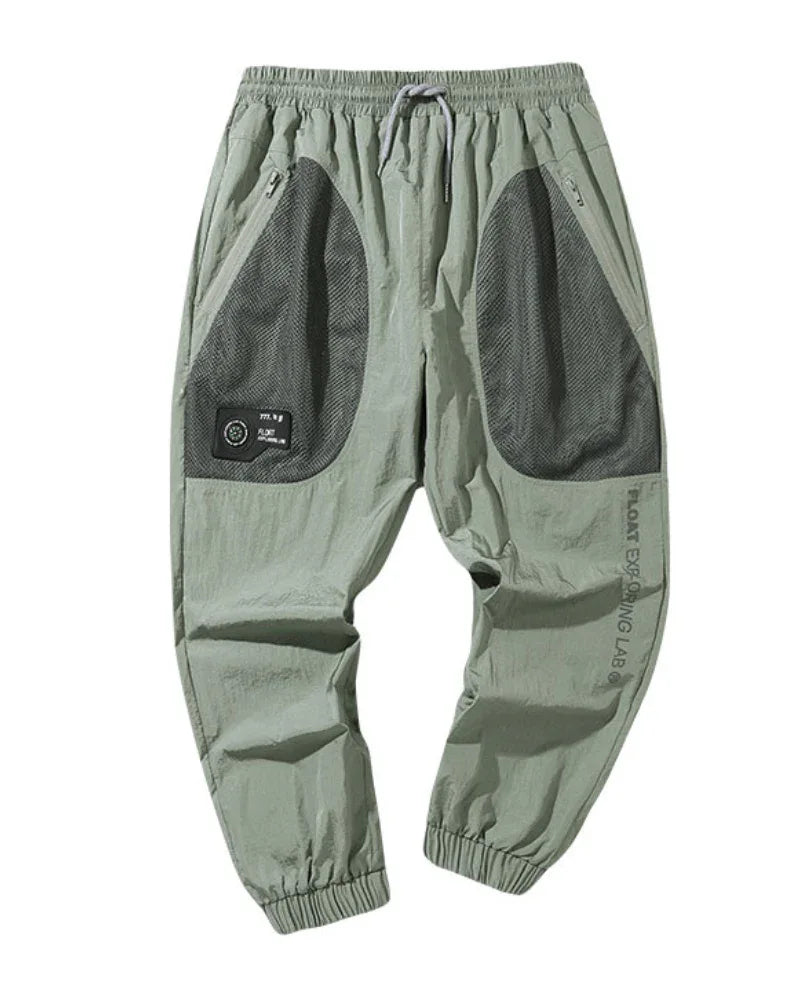 Chic Shimmer Mesh Cargo Trousers -  techwear pants - Chic Shimmer Mesh Cargo Trousers in Green