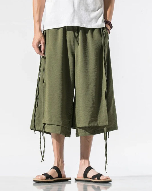 Chic Short Urban Hakama - hakama pants - Chic Urban Hakama Pants for Modern Style
