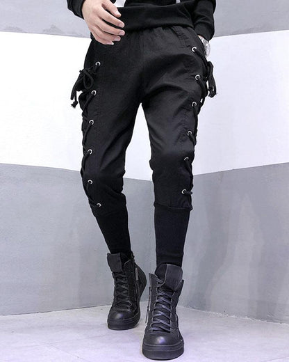 Chic Side-Draw Jogger Trousers -  black joggers - Chic Side-Draw Jogger Trousers for Effortless Style