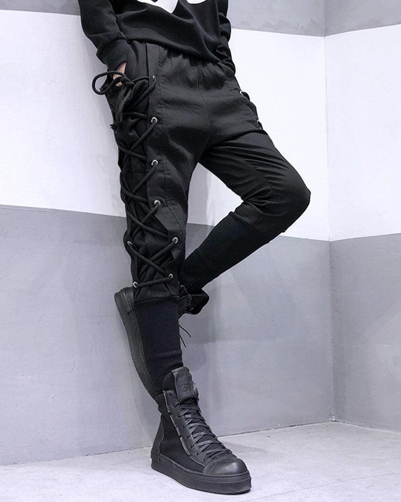 Chic Side-Draw Jogger Trousers -  comfortable drawstring pants - Chic Side-Draw Jogger Trousers for Effortless Style