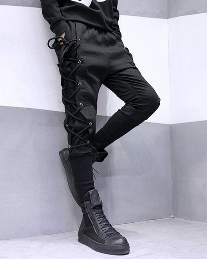 Chic Side-Draw Jogger Trousers -  comfortable drawstring pants - Chic Side-Draw Jogger Trousers for Effortless Style